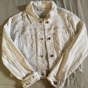 White crop jean jacket